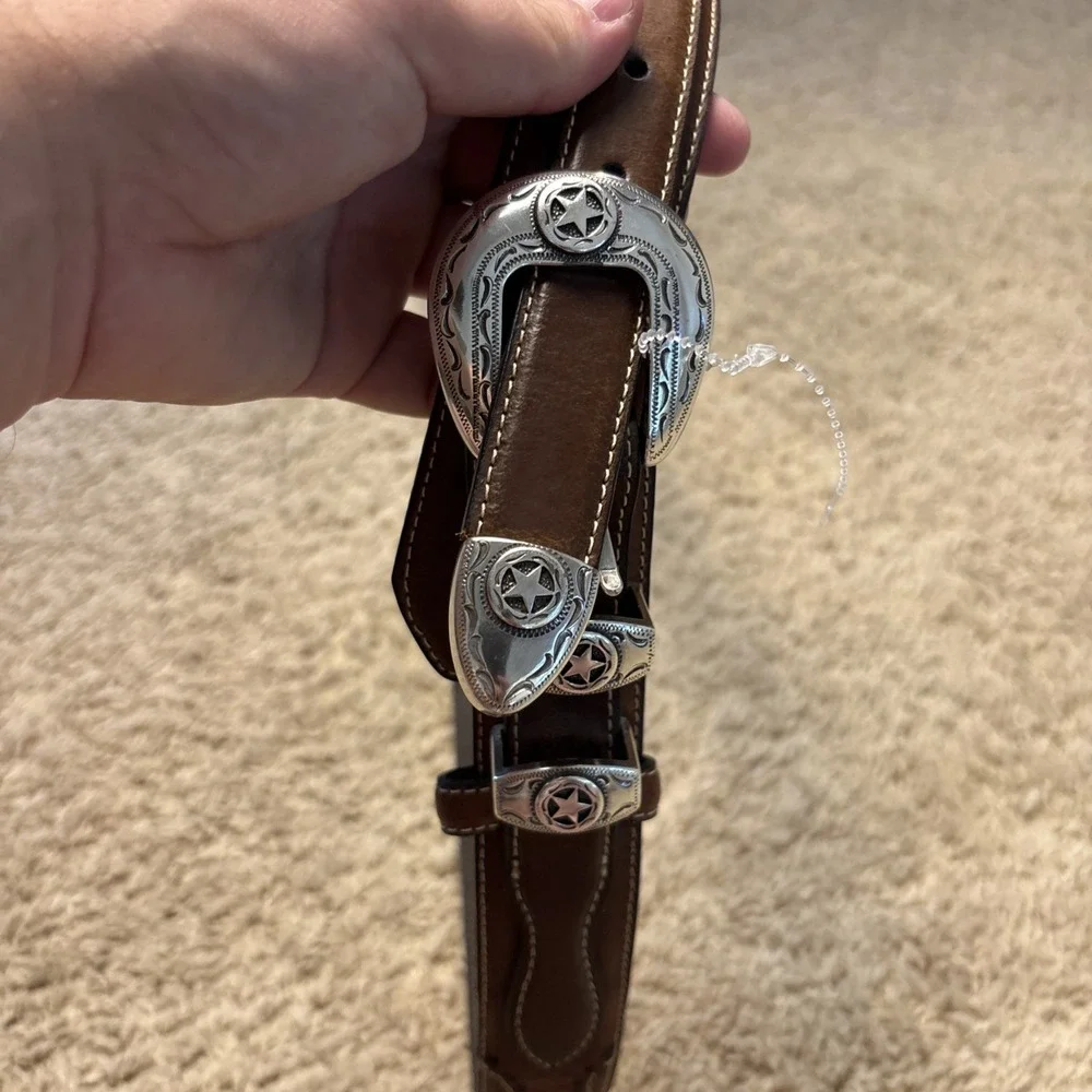 Men's NOCONA Western RANGER Cowboy LEATHER BELT w Stars 30